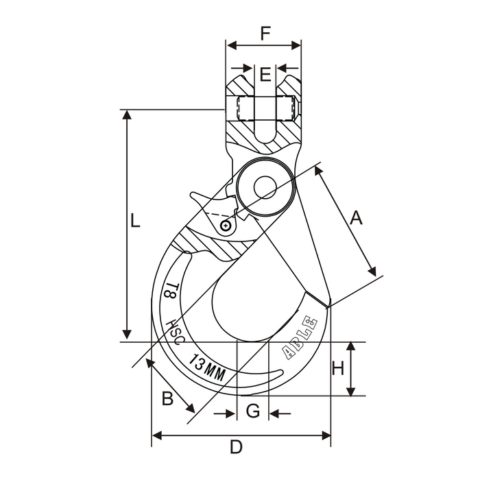 Grade 80 Self Locking Hook Clevis - ABLE